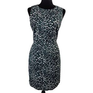 NWT J Crew Factory Dress Emerald Green Black White Cotton Career Pockets size 6